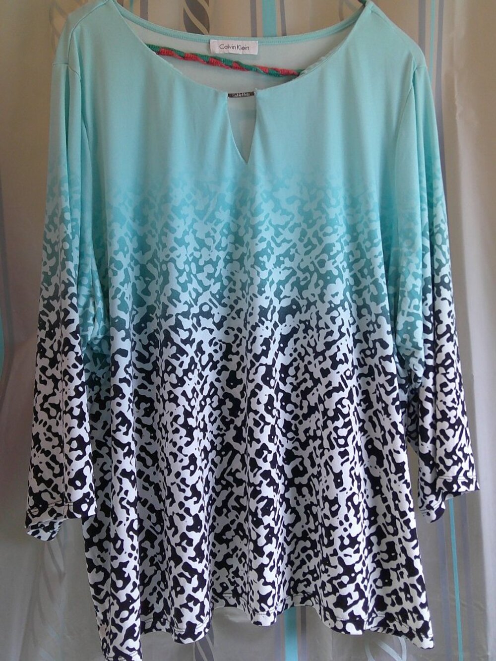 "Calvin Klein" Silky Lightweight Ombre' 3/4 Sleeve BLOUSE Pullover 2X